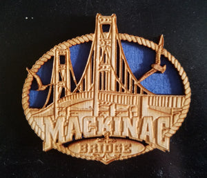 Mackinac Bridge Wood Magnet