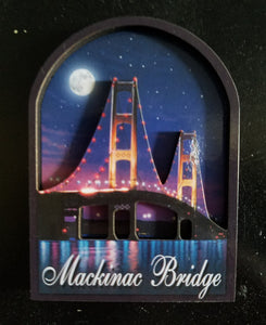 Mackinac Bridge Colored Wood Magnet