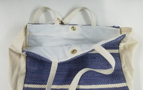 Indigo and White Striped Tote Bag