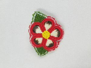 Vintage Ojibway Hand-Made Bead and Quill Flower Barrette