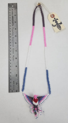 Pink, Blue, White, and Purple Small Hummingbird Necklace