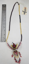 Plum, Gold, and Red Hand-Beaded Large Hummingbird Necklace