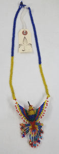 Red, Green, Yellow, and Blue Hand-Beaded Large Hummingbird Necklace