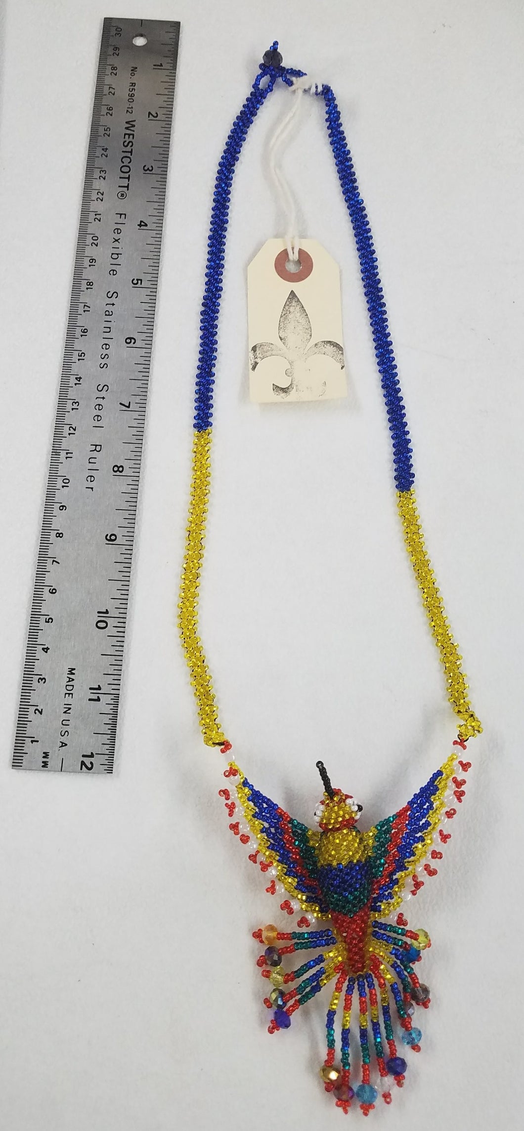 Red, Green, Yellow, and Blue Hand-Beaded Large Hummingbird Necklace