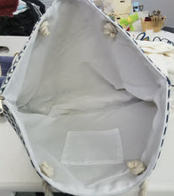 Blue and White Circular design Tote Bag