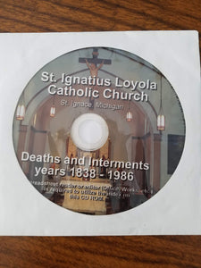 St. Ignatius Loyola Catholic Church Deaths and Internment Years 1838-1986 CD